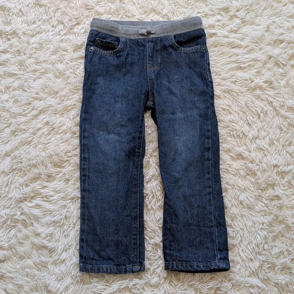 The Children's Place Boys Size 3T Blue Cotton Denim Straight Leg Pull On Jeans
